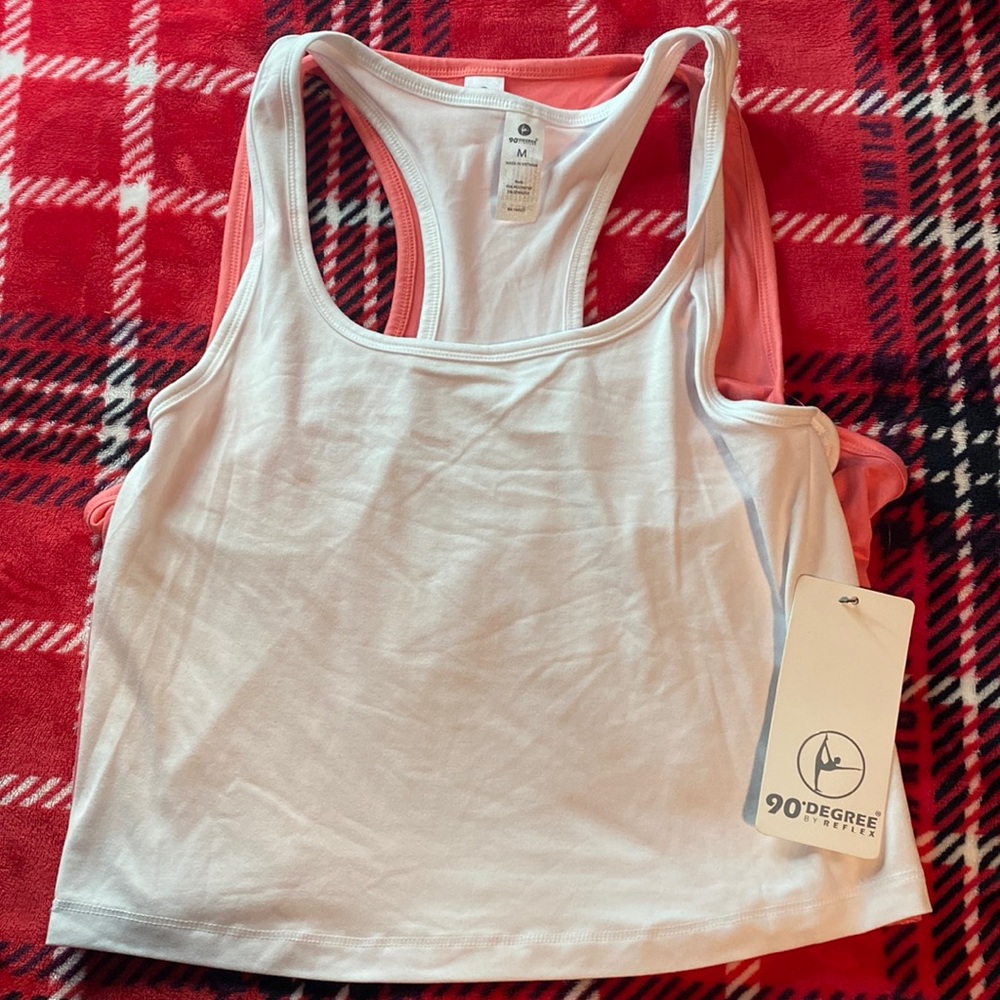 Two 90 degree workout crop tops